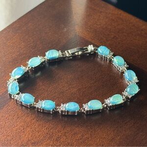 Turquoise Blue and Silver Bracelet
